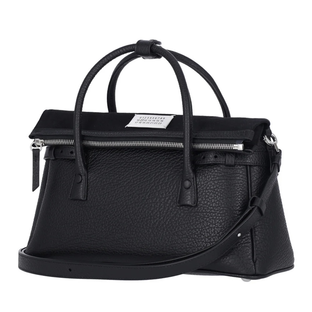 Maison Margiela 5AC Foldable Top Black Leather Handbag